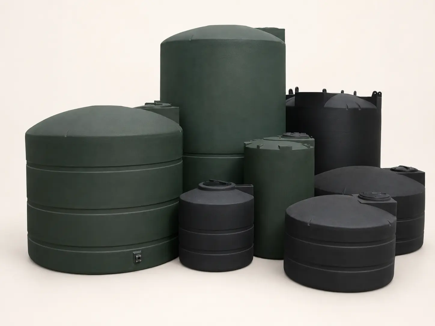A representative range of Snyder vertical water storage tanks